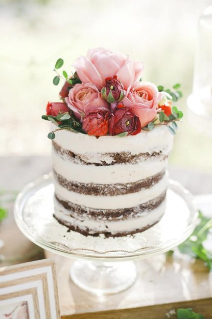 Открытый свадебный торт в один ярус