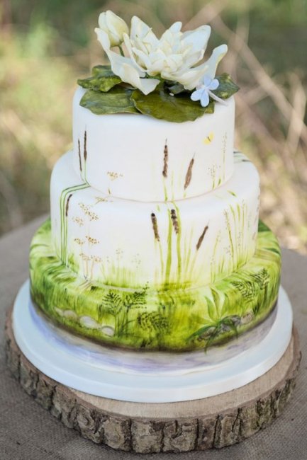 Удивительная ручная роспись свадебного торта