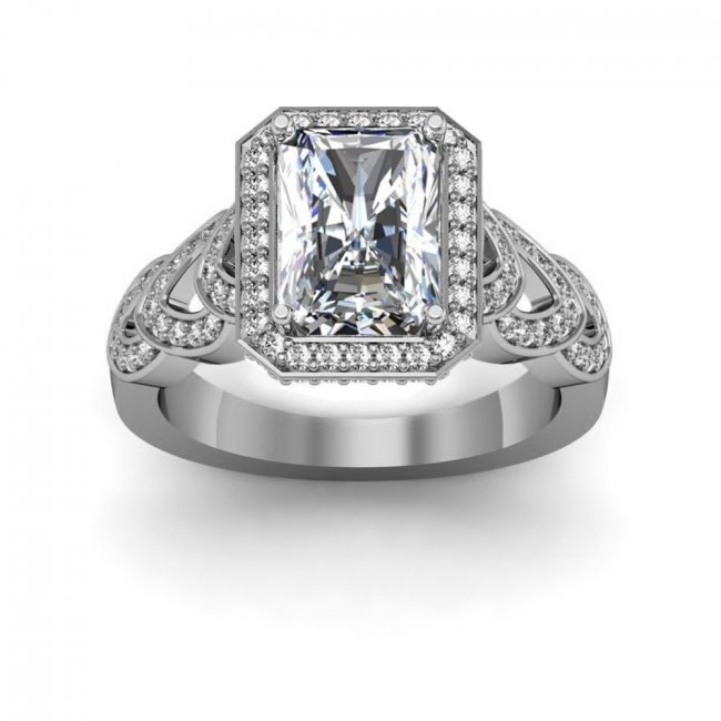 Геометрическое обручальное кольцо с бриллиантом