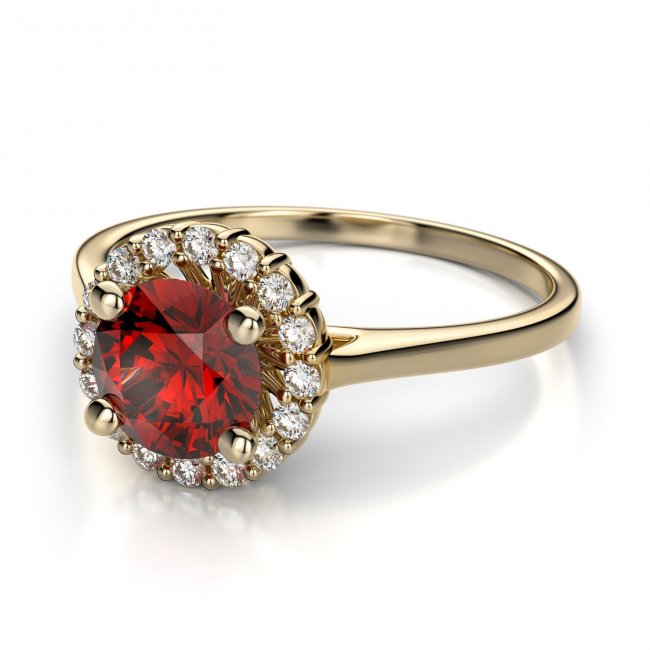 Обручальное кольцо с крупным рубином