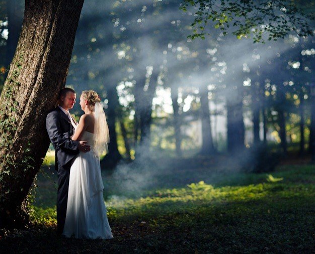 Свадебное фото в тумане